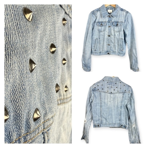 Vintage Forever 21 Studded Distressed Jean Jacket - Picture 1 of 6